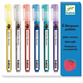 6 marqueurs pailletés +6y les couleurs d