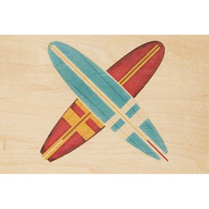 Carte postale bois surf