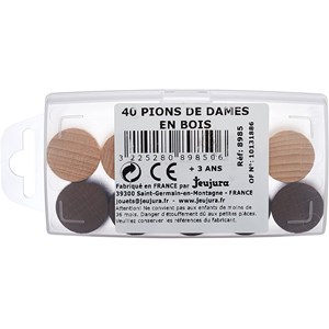 Boîte 40 pions dames en buis