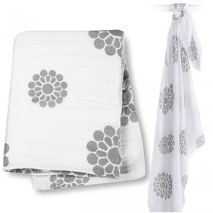 Lange mousseline - fleurs grises