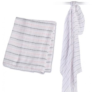 Lange mousseline - rayures roses