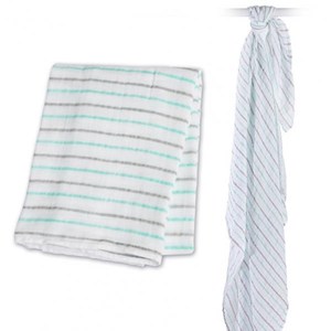 Lange mousseline - rayures aqua