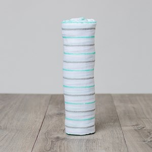 Lange mousseline - rayures aqua