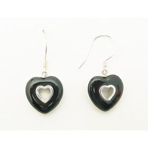 Boucles d'oreille en agate noire