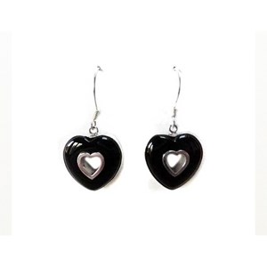 Boucles d'oreille en agate noire