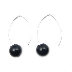 Boucles d'oreille en argent agate noire