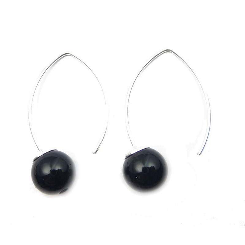 Bijoucolor - Boucles d'oreille en argent agate noire