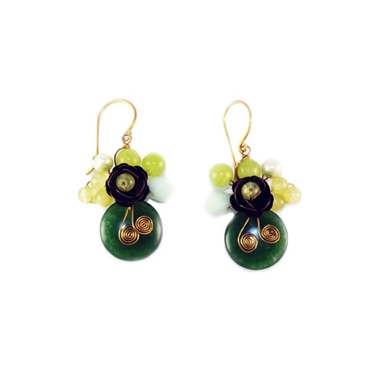 Boucles d'oreilles pierre verte