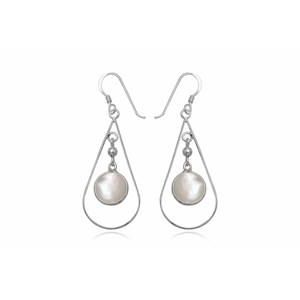 Boucles d'oreille longue argent & nacre