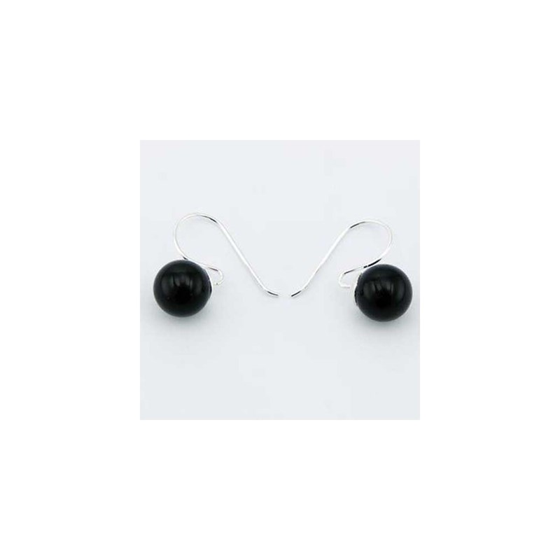 Bijoucolor - Dormeuses agate noire et argent