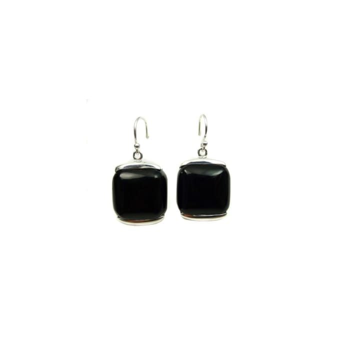 Boucles D'oreilles Dormeuses Antique Or 18k Avec Onyx Cabochon - Style Napoléon III Circa 1900 - Occasion