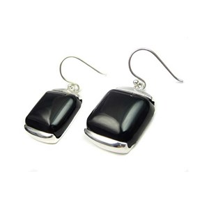 Dormeuses en argent et onyx