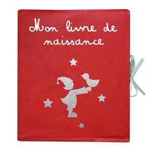 Livre de naissance en lin enduit rouge