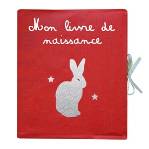 Livre de naissance en lin enduit rouge