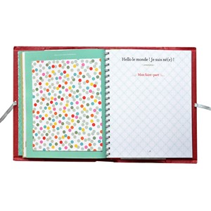 Livre de naissance en lin enduit rouge