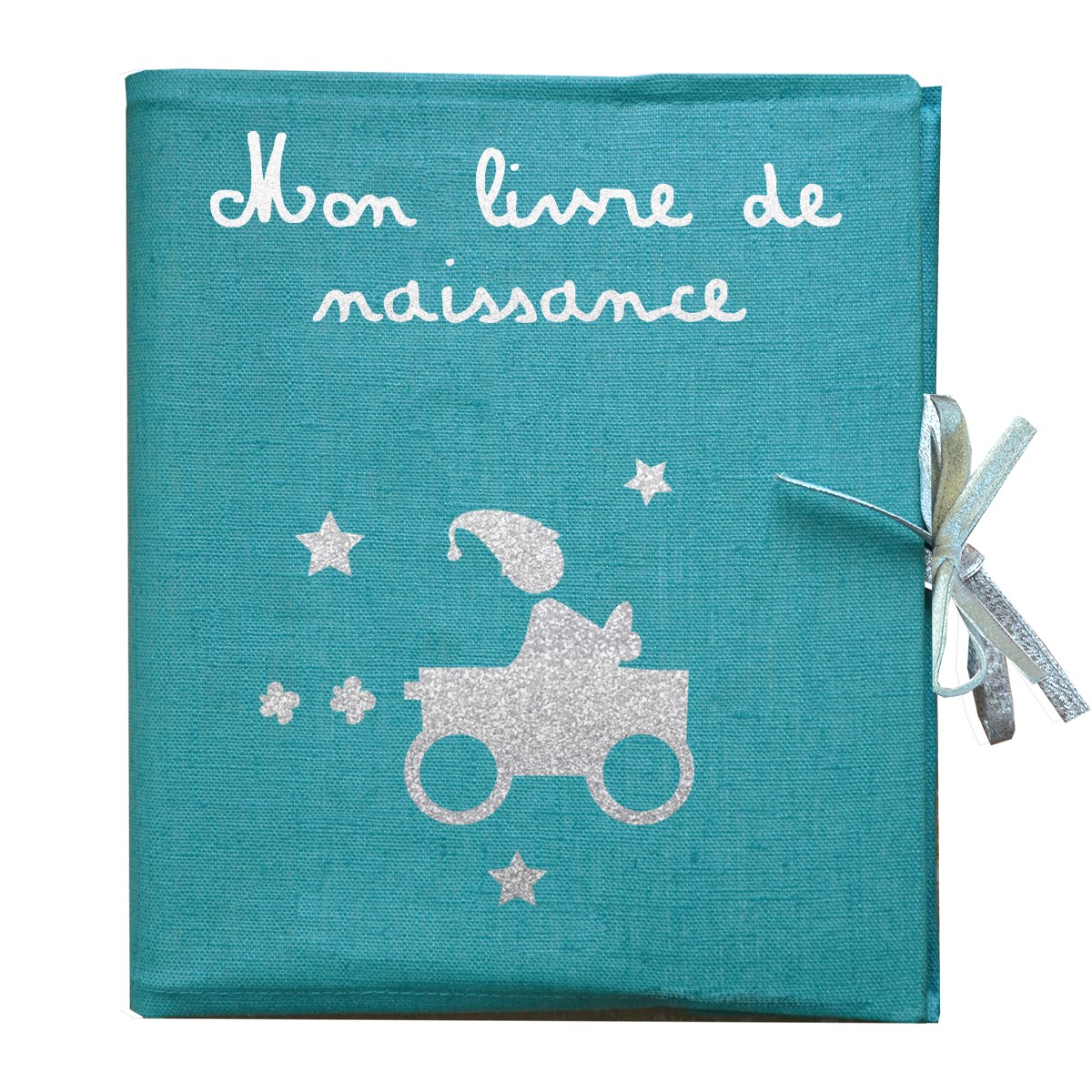 Livre de naissance Cadeau Bébé personnalisé Bleu pétrole Lin – Les griottes