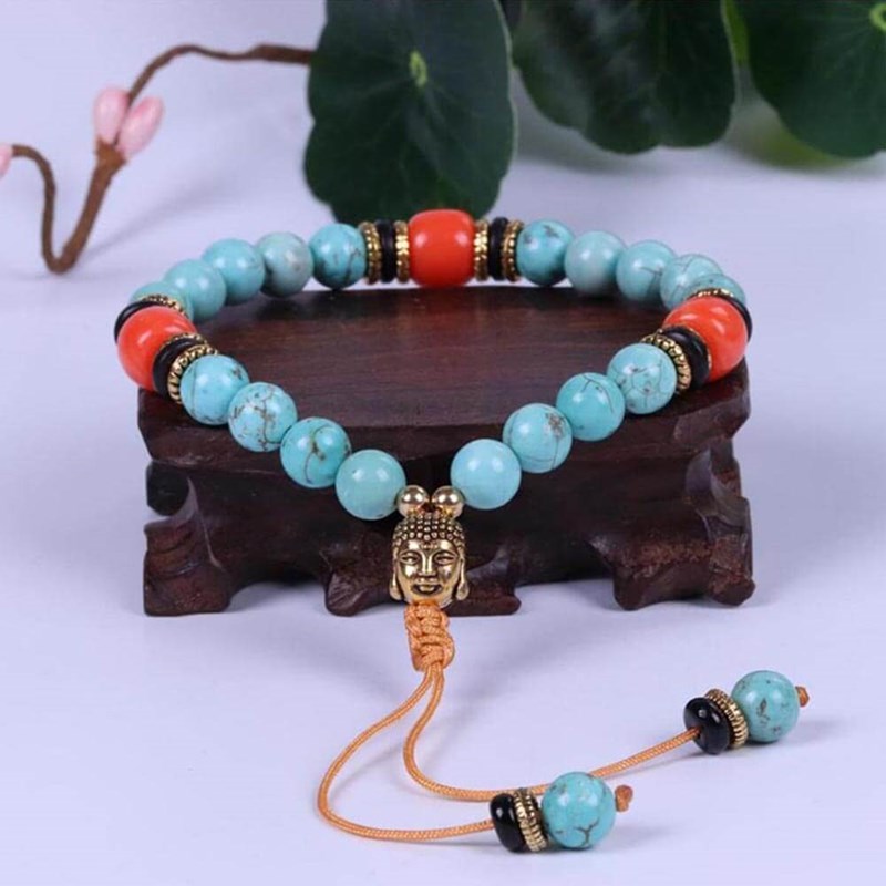 Bracelet tibétain turquoise naturelle