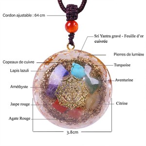 Collier orgone yoga méditation 7 chakras