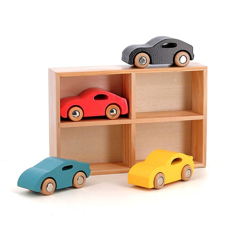 Coffret de 4 voitures en bois super cars