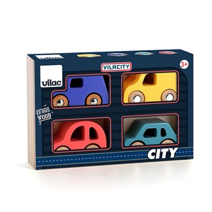 Coffret de 4 voitures en bois city