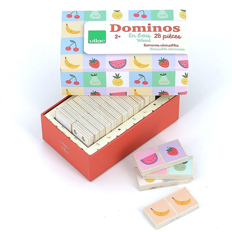 Dominos en bois fruits et légumes