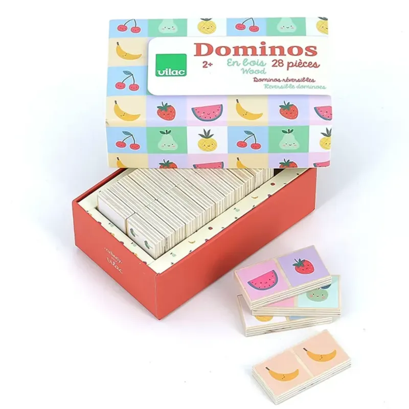 Dominos en bois fruits et légumes