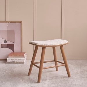 Tabouret en teck massif assise bouclette