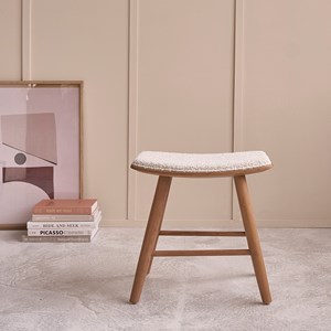 Tabouret en teck massif assise bouclette
