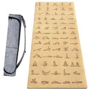 Tapis yoga liège épais 6mm asanas + sac