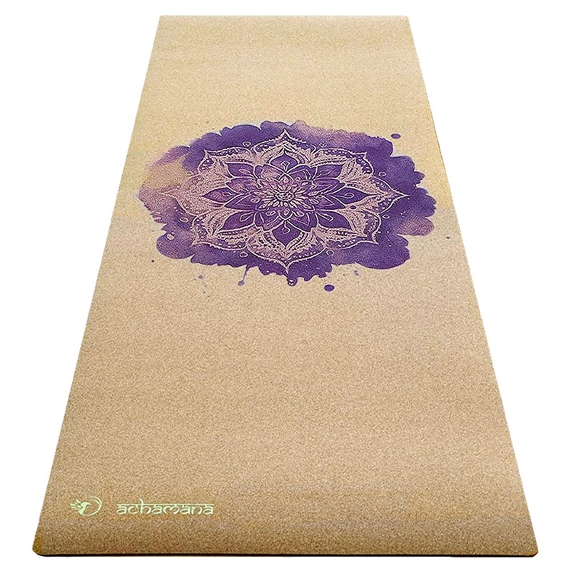Tapis yoga 6mm liège rose de mandala