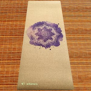 Tapis yoga 6mm liège rose de mandala
