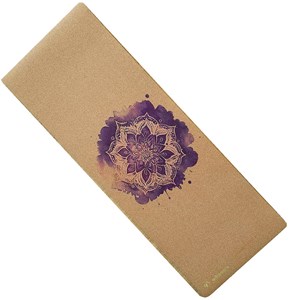 Tapis yoga 6mm liège rose de mandala