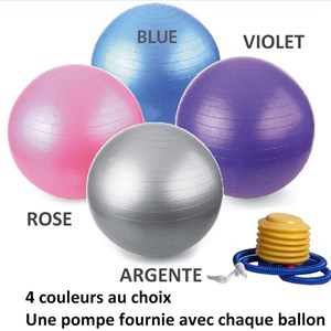 Ballon de yoga violet taille 55 cm