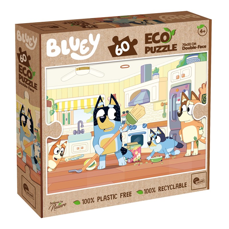Eco-puzzle 60 pcs double face bluey
