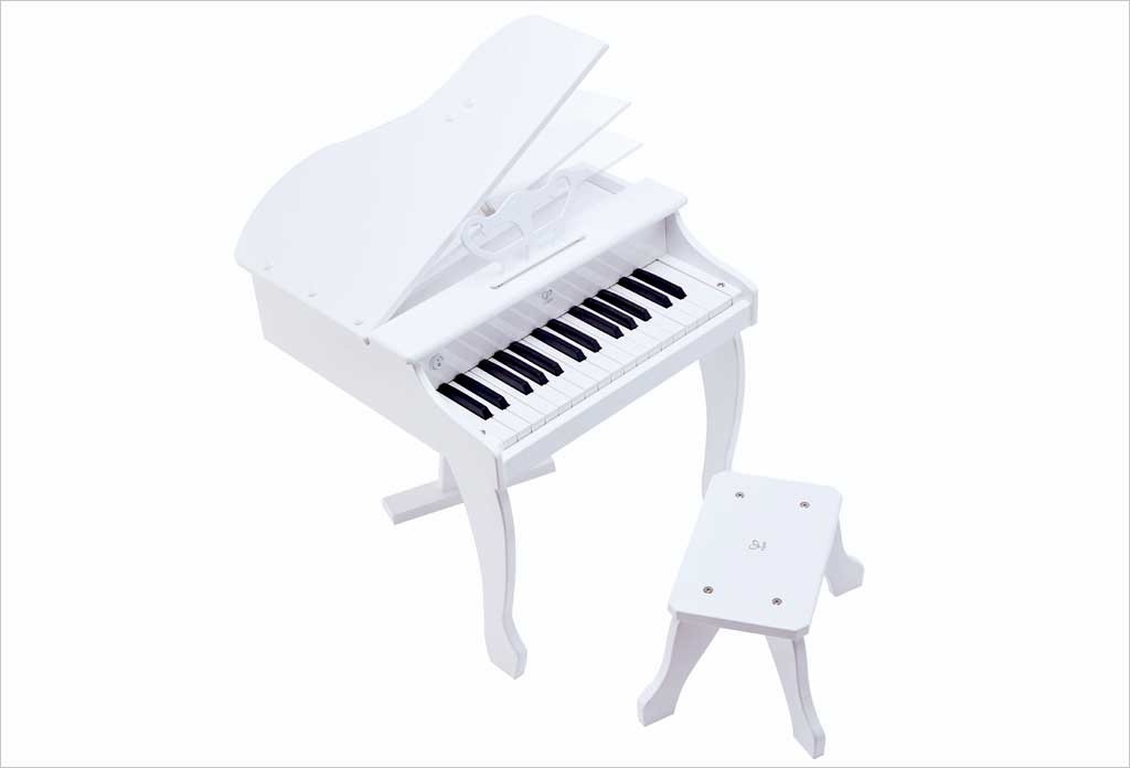 Hape Piano à Queue en Bois Électronique Blanc - Instrument de Musique en  Bois à 30 Touches 