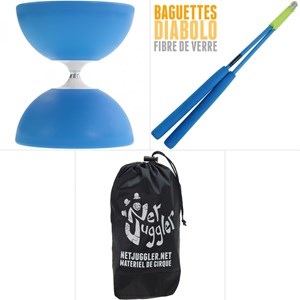 Diabolo gyro bleu + baguettes superglass