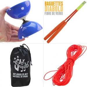Diabolo roulement bleu + baguettes pro o