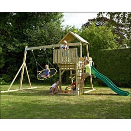 Aire de jeux bois balançoire nid