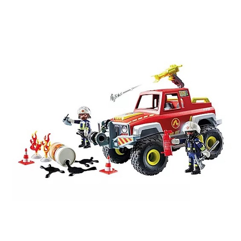 Véhicule de pompiers bidon enflammé