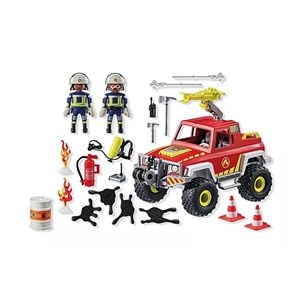 Véhicule de pompiers bidon enflammé