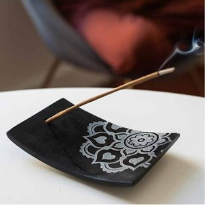 Porte encens tibet en pierre naturelle