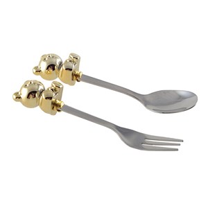 Cuillère et fourchette ourson - lot de 2