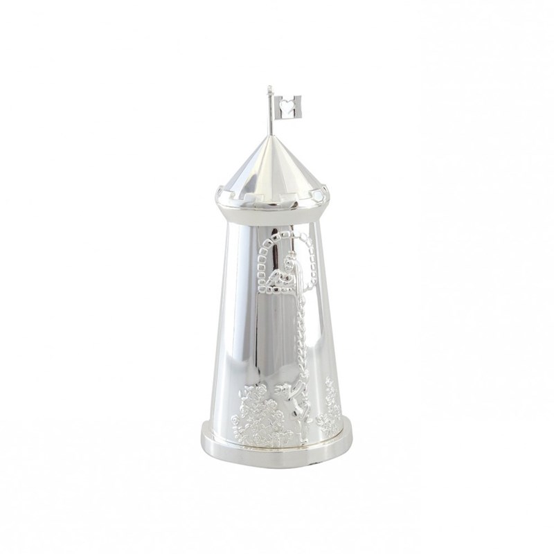 Tirelire tour en métal argent