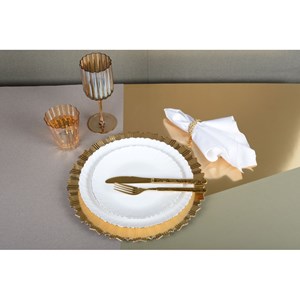Assiette plate blanche bord doré - lot de 6