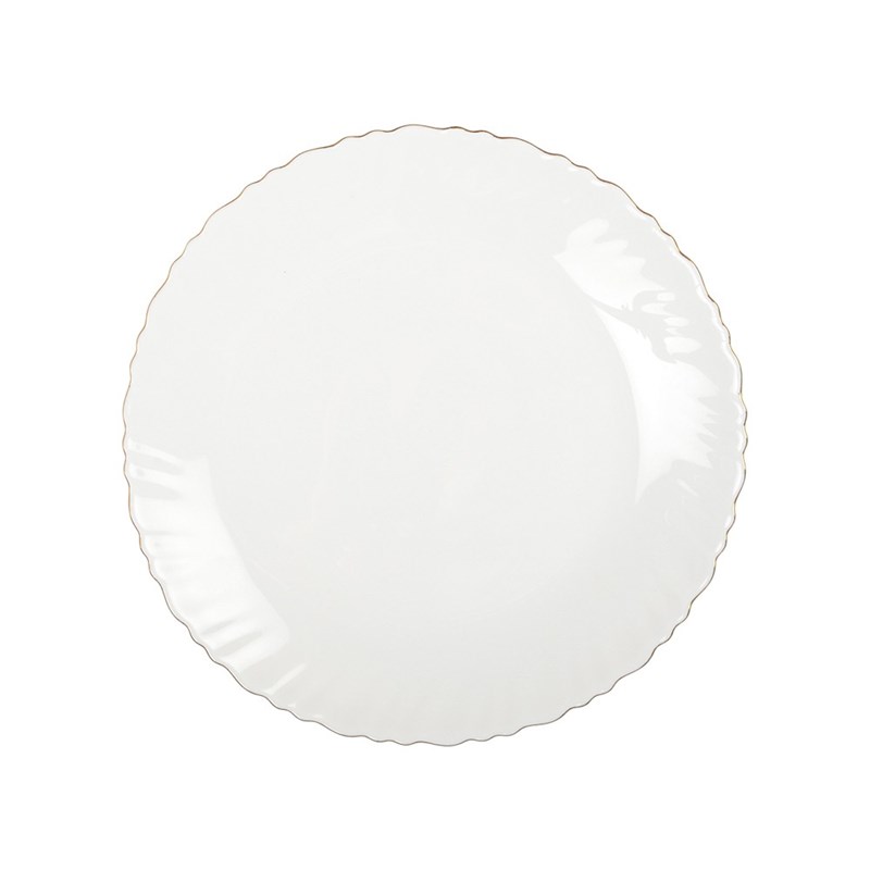 Assiette plate blanche bord doré