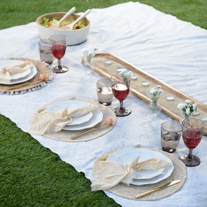 Assiette plate blanche rosa  - lot de 6