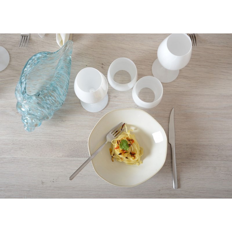 Assiette creuse blanche rosa - lot de 6