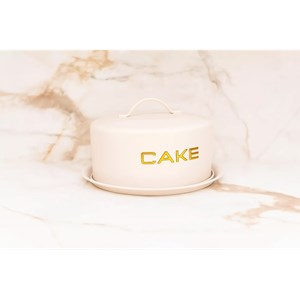 Plat à cake beige avec cloche