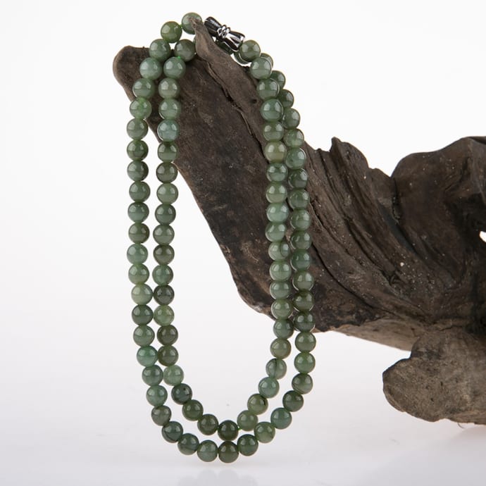 Collier Perles Jade Naturel - Longueur 46cm - Vert - Pochette Organza - Neuf Cadeau