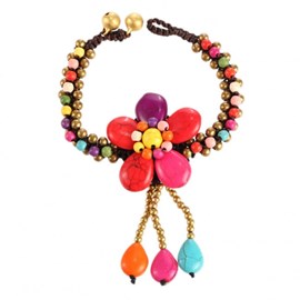Bracelet tibetain - fleur multicolore
